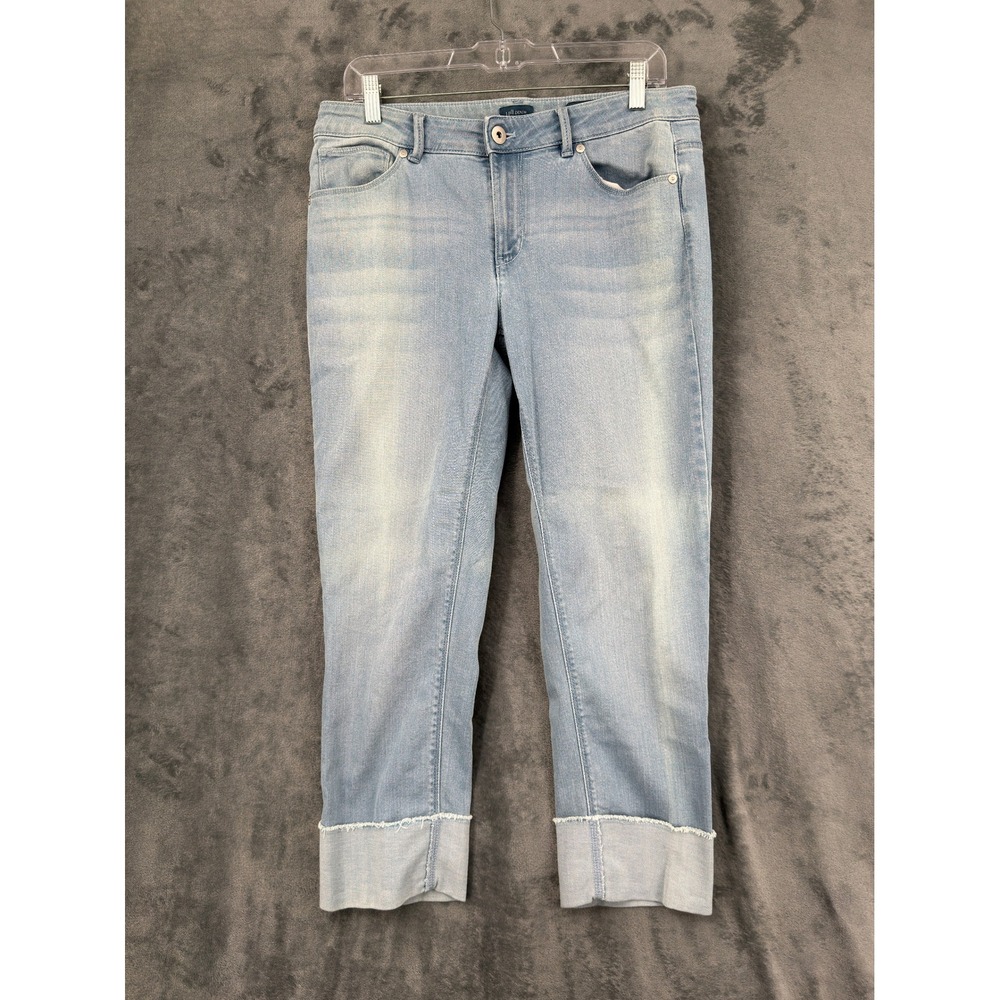 J Jill Jeans Womens Size 8 Light Wash Cropped Cuffed Stretch Denim Pockets Blue